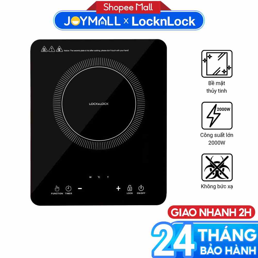 Bếp điện từ Lock&Lock EJI411 - Hàng chính hãng, mặt bếp thủy tinh, không bức xạ, an toàn sử dụng - JoyMall