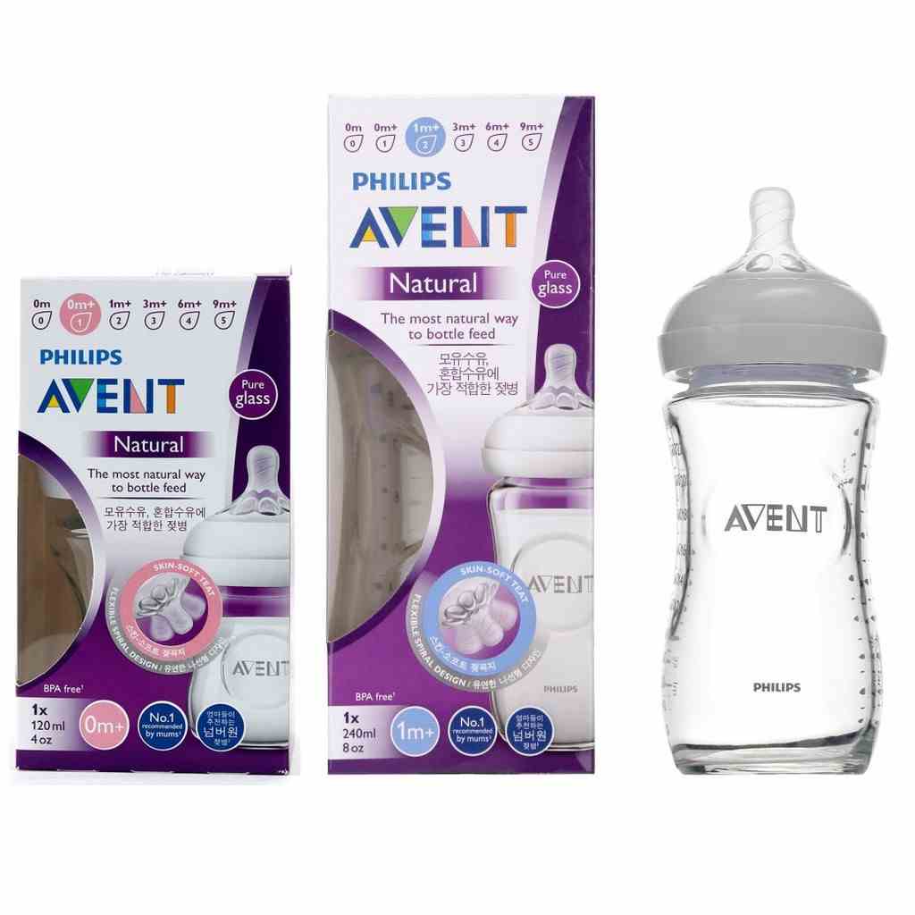 Bình sữa thủy tinh Philips Avent Natural 120ml / 240ml mô phỏng tự nhiên