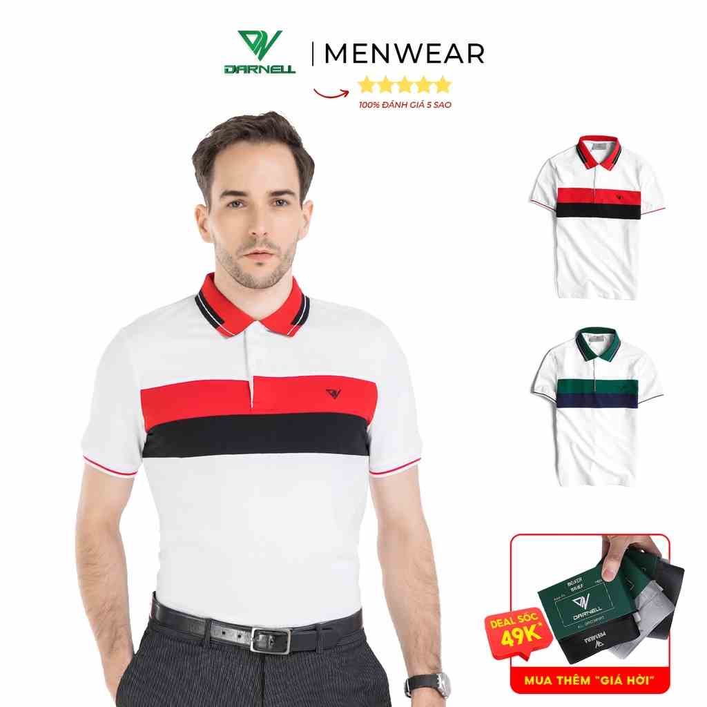 Áo thun polo nam DARNELL tay ngắn chất cotton cao cấp mềm mại slimfit phối màu hiện đại, nhẹ thoáng mát DN0038