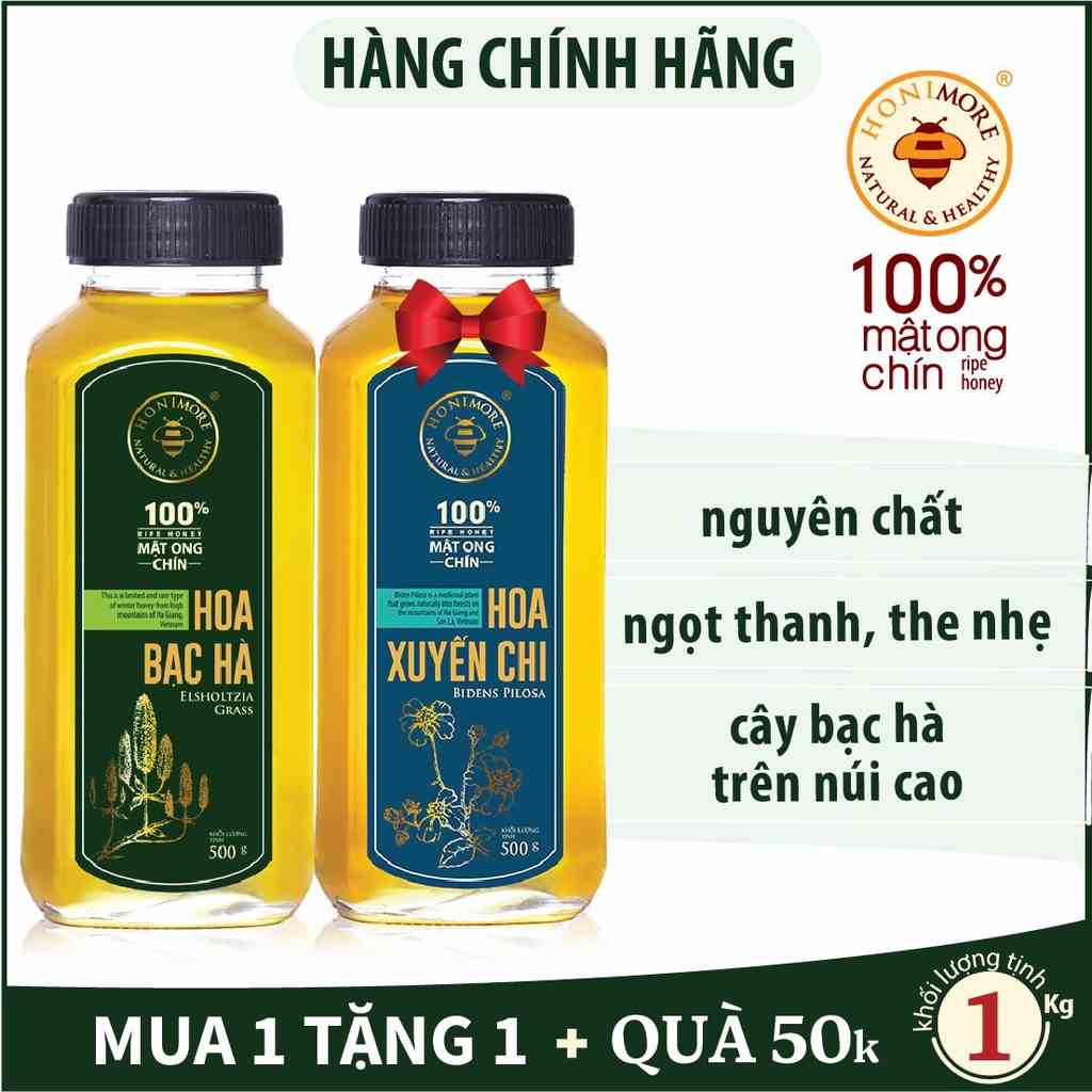 [Có Quà Tặng Kèm] Mật Ong Bạc Hà Hà Giang 500g - Mật Ong Rừng Nguyên Chất Tây Bắc, Tặng Kèm Mật Ong Hoa Xuyến Chi