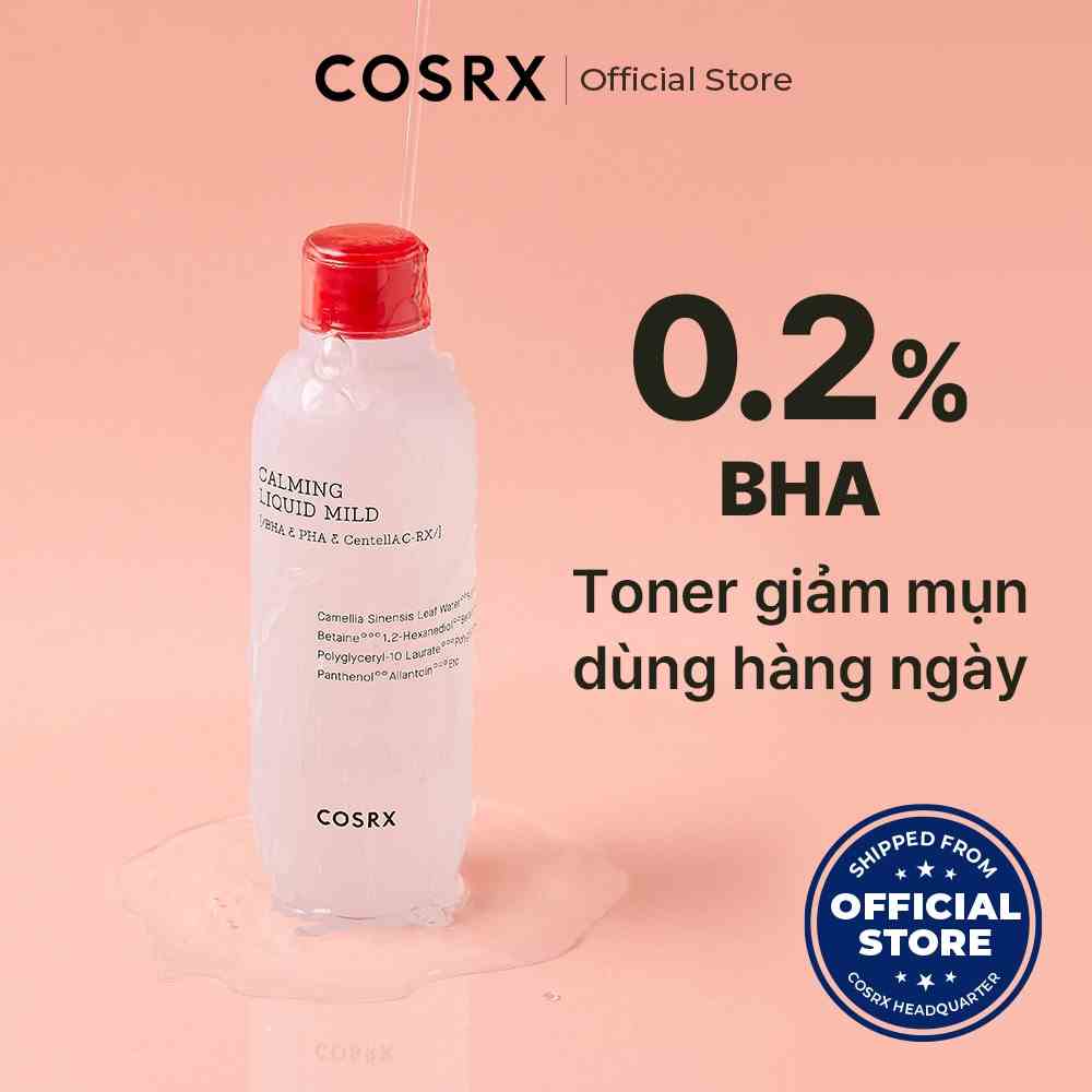 Nước hoa hồng COSRX AC làm dịu da dưỡng ẩm dòng Calming Liquid Mild 125ml