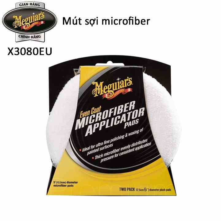 Meguiars  Microfiber Applicator Pads (2 packs) -  Mút Microfiber trắng đường kính 12,5 cm (2 mút)