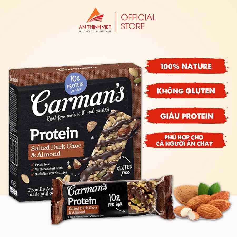 Thanh Giàu Đạm Carmans Protein Bar Salted Dark Choc, Almond - Chocolate Đen Muối, Hạnh Nhân - 200g