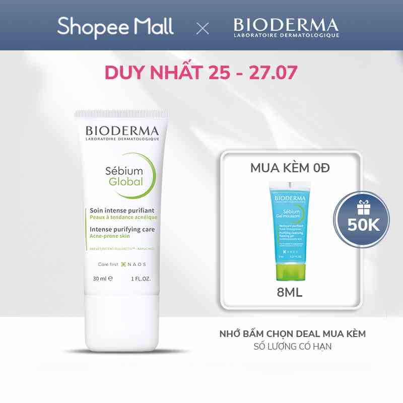 Kem dưỡng điều trị mụn nhẹ Bioderma Sebium Global - 30ml