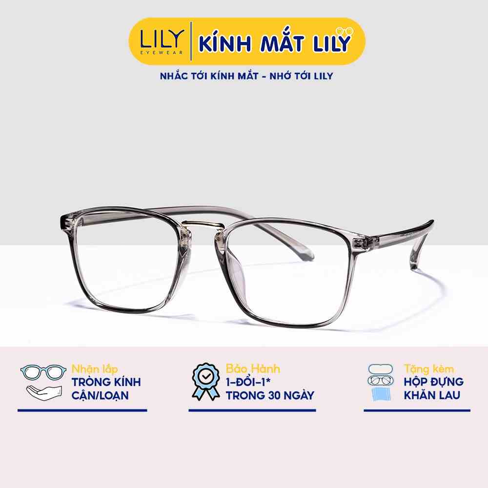 Gọng kính cận vuông nam nữ chất liệu nhựa dẻo phụ kiện thời trang Lilyeyewear 22310