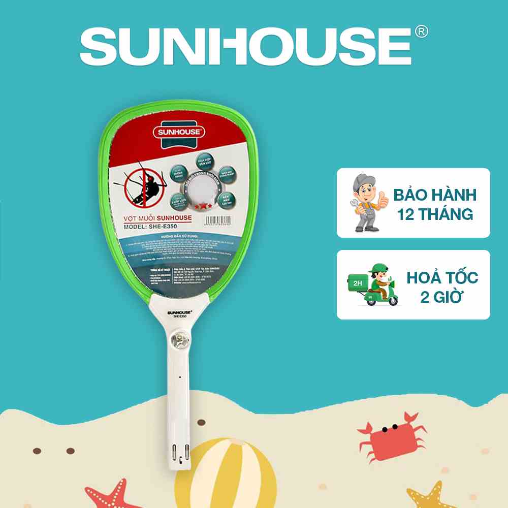 Vợt muỗi SUNHOUSE SHE-E350 - Bảo hành chính hãng 12 tháng