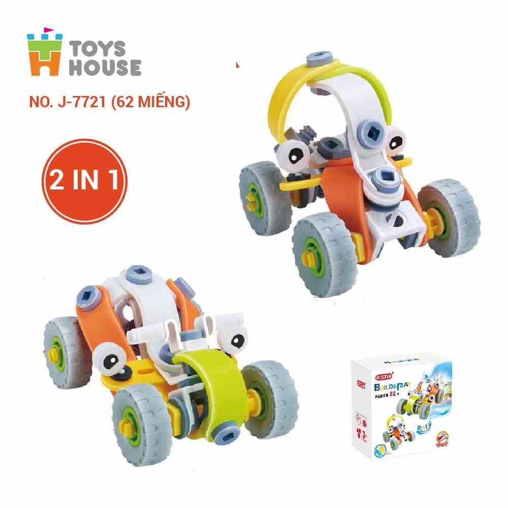 Đồ chơi giáo dục phát triển kỹ năng Stem lắp ghép Build&Play  mô hình xe mềm cho bé 2 trong 1 - Toyshouse