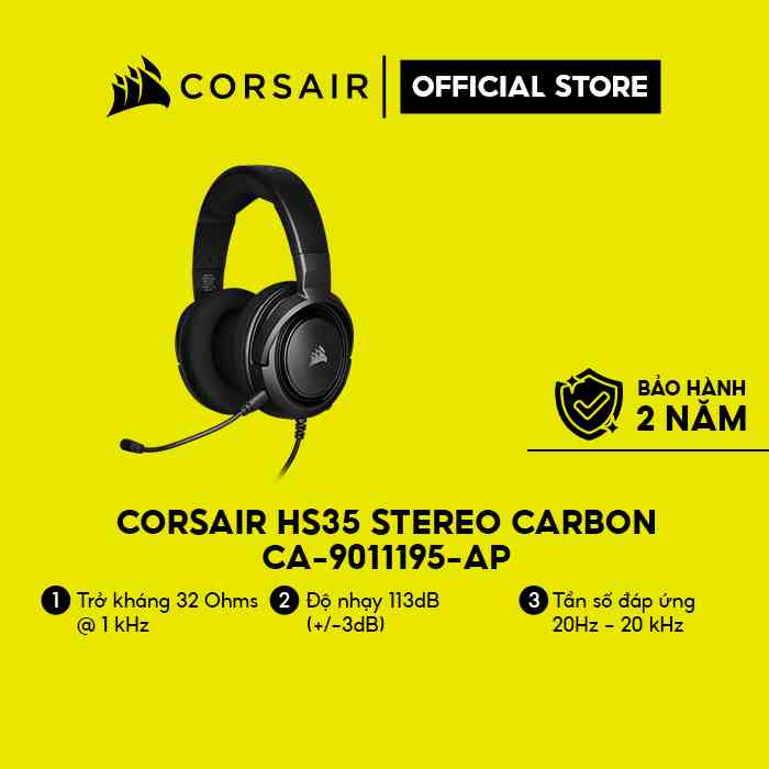 [Mã ELCL7 giảm 7% đơn 300K] Tai nghe Corsair HS35 Stereo Carbon CA-9011195-AP