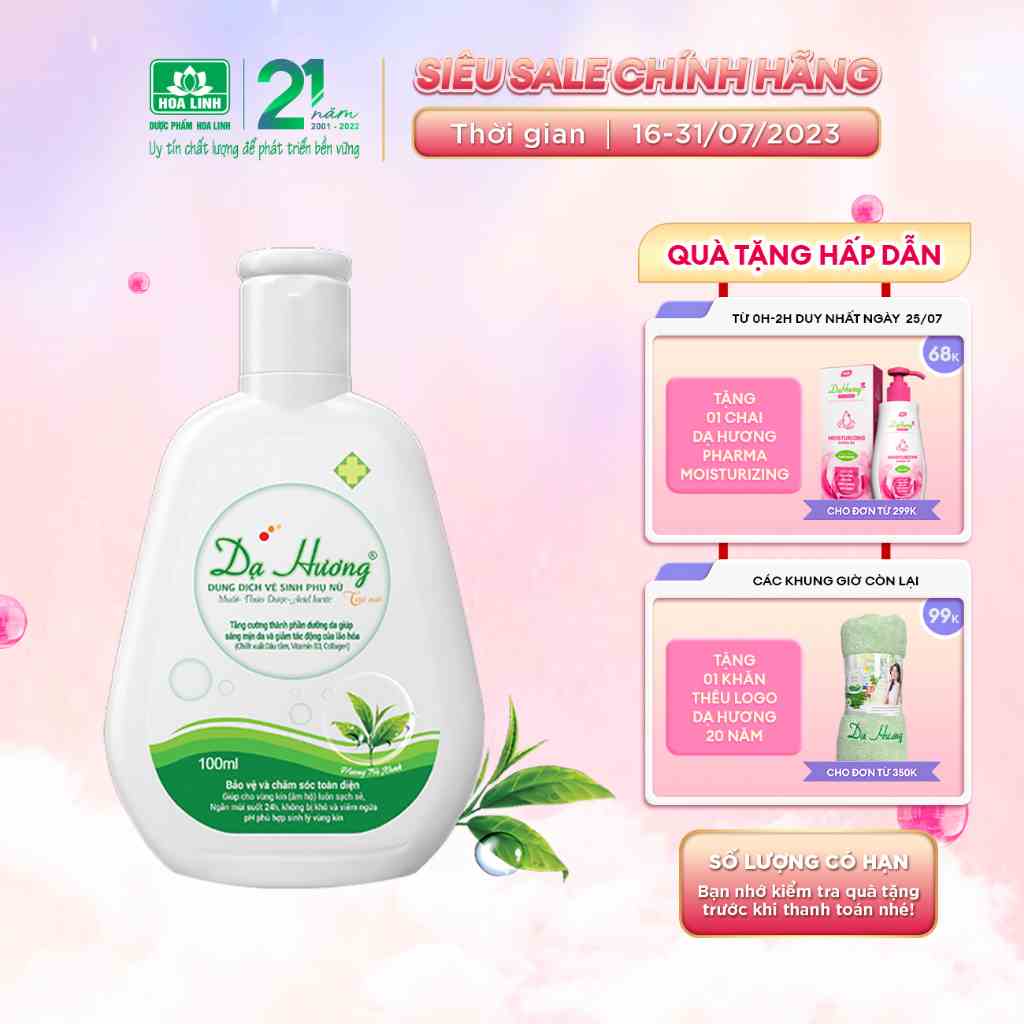 Dung dịch vệ sinh phụ nữ Dạ Hương trà xanh 100ml