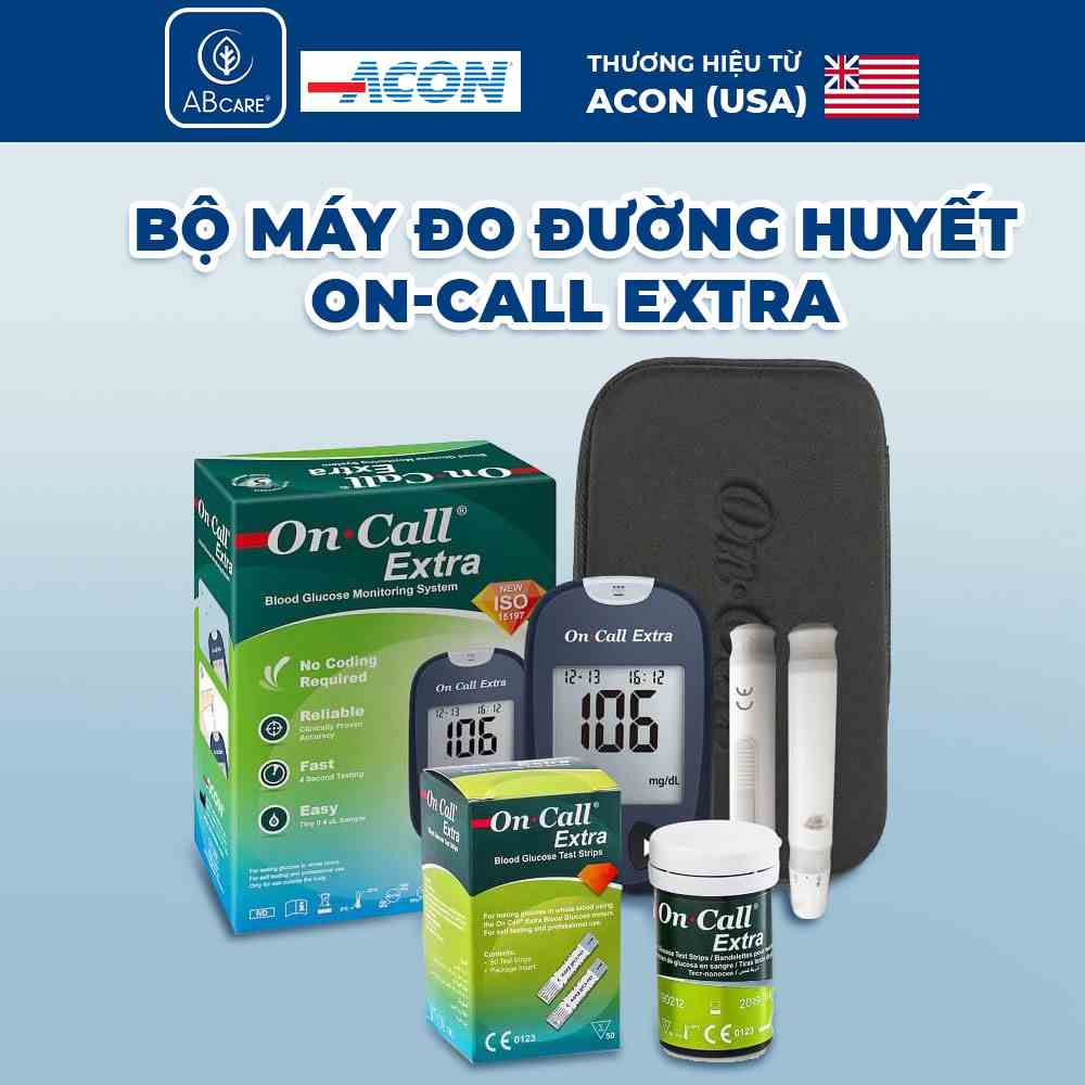 Máy đo đường huyết Acon On-call Extra kèm hộp 25 que thử - bảo hành trọn đời