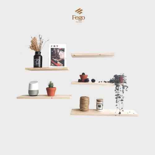 Bộ kệ gỗ treo tường thanh ngang rộng 15cm FEGO/ Giá gắn tường decor trang trí nhà cửa bền đẹp