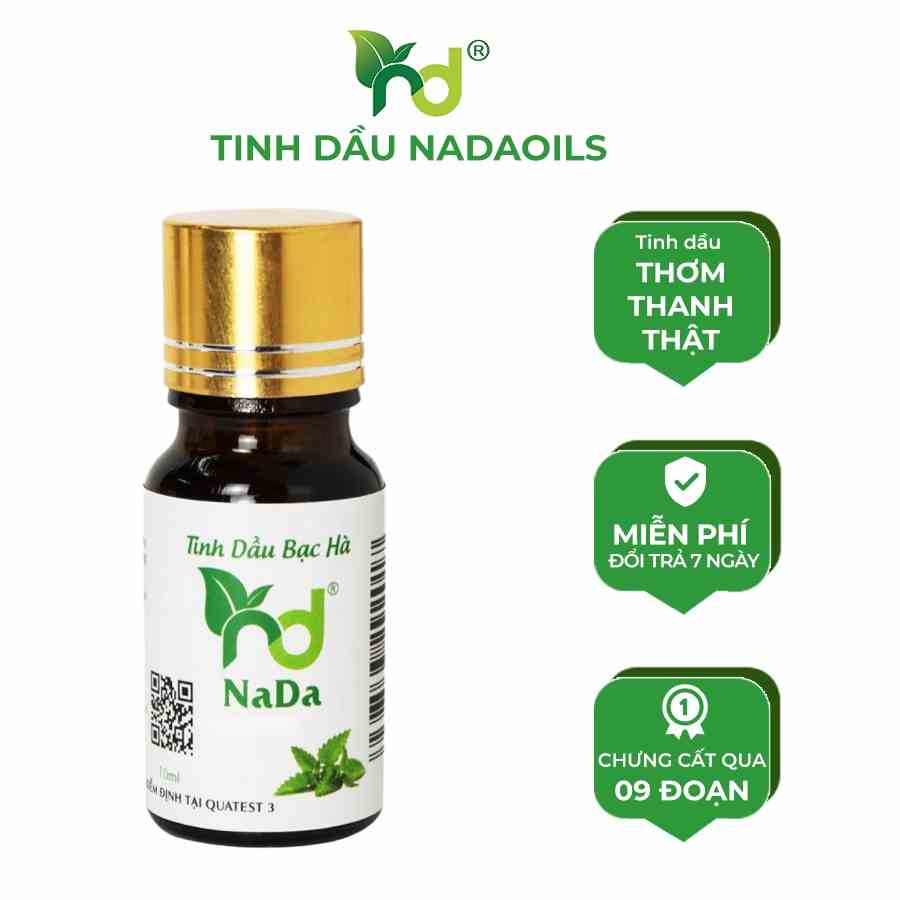 [Mã BMLTB200 giảm đến 100K đơn 499K] Tinh dầu bạc hà thiên nhiên NADA OILS 10ml khử mùi, đuổi muỗi | Kiểm định QT3 |