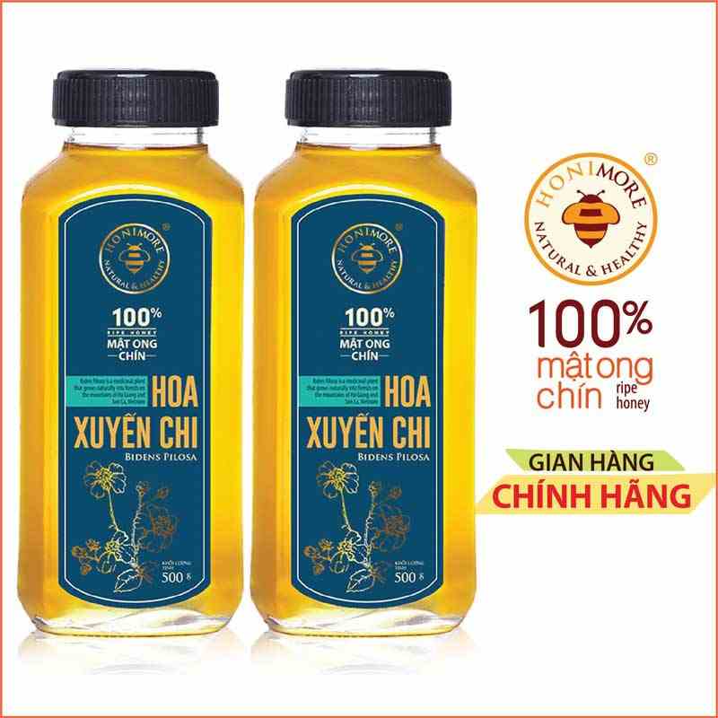 Set 2 chai Mật ong rừng nguyên chất Hoa Xuyến Chi Honimore 500g - giúp tăng cường đề kháng