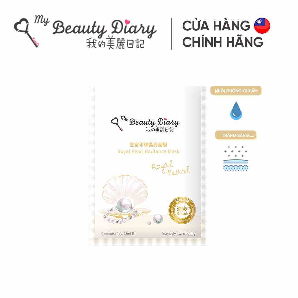 Mặt nạ dưỡng ẩm và sáng mịn My Beauty Diary Taiwan Royal Pearl Radiance Mask Ngọc trai hoàng gia 23ml/Miếng