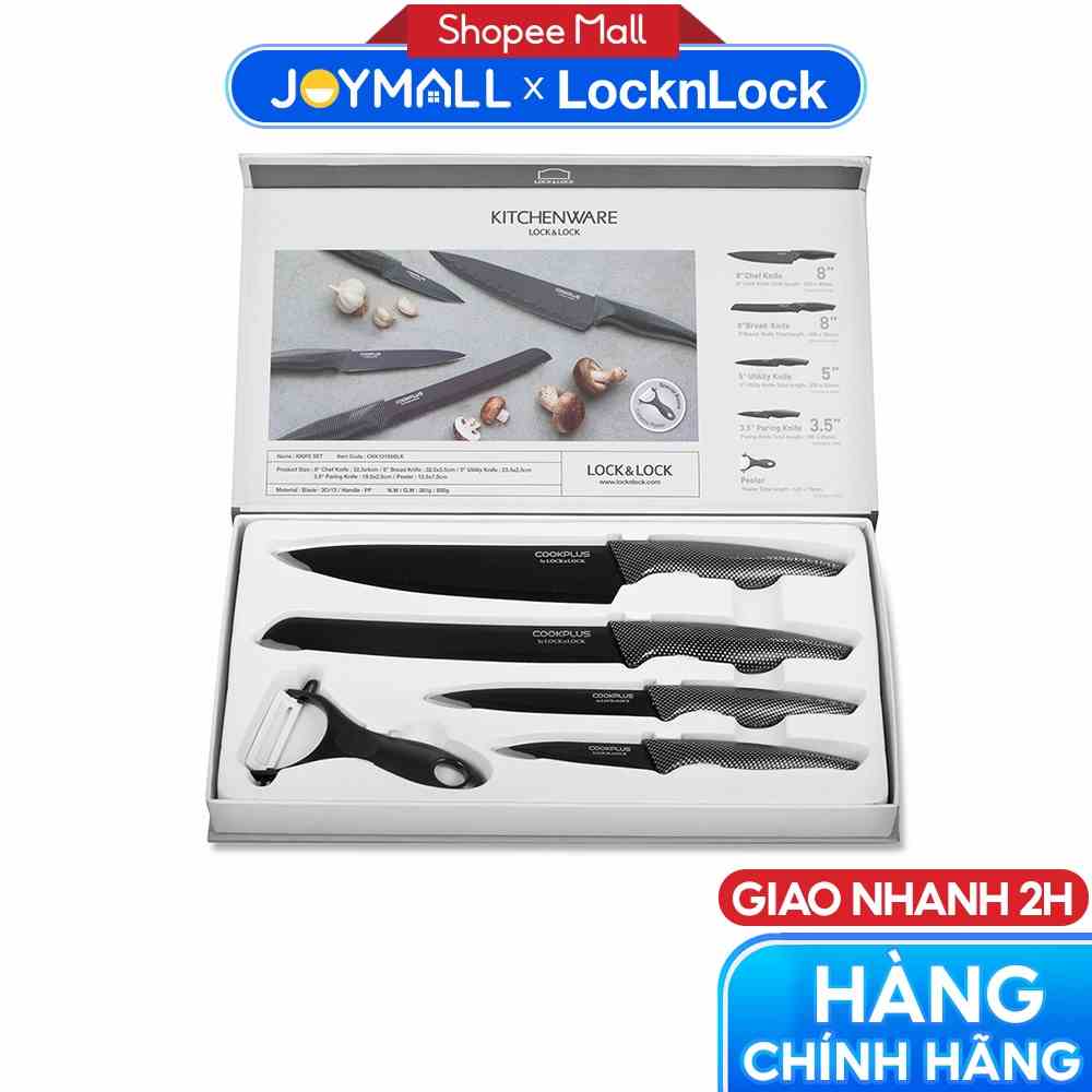 Bộ dao nhà bếp 5 món Lock&Lock COOKPLUS CKK101S5BLK - Hàng chính hãng, có hộp sang - JoyMall