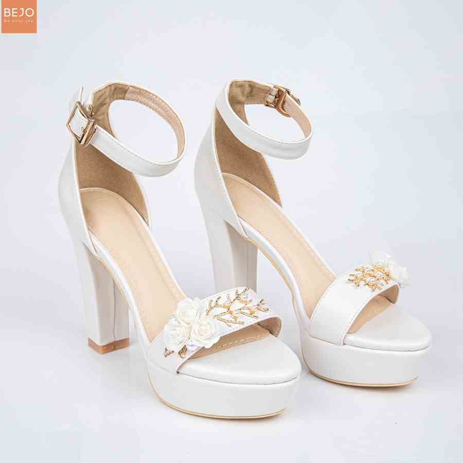 [Mã BMLTB35 giảm đến 35K đơn 99K] GIÀY CƯỚI CÔ DÂU BEJO H92 ,3 HOA, CÀNH VÀNG - WEDDING SHOES