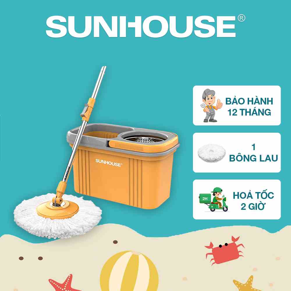 Bộ lau nhà xoay 360 độ SUNHOUSE KS-CL350PO - Bảo hành chính hãng 6 tháng