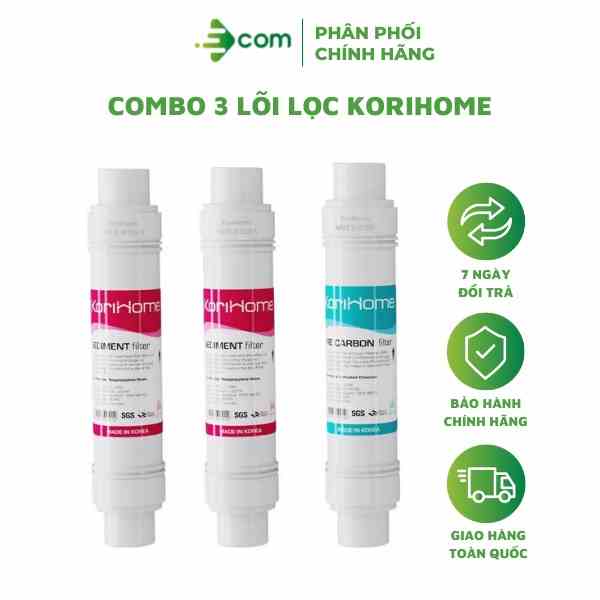 [Mã BMLTA35 giảm đến 35K đơn 99K] Combo 3 lõi lọc Korihome - 2 lõi Sediment và 1 lõi Pre-Carbon