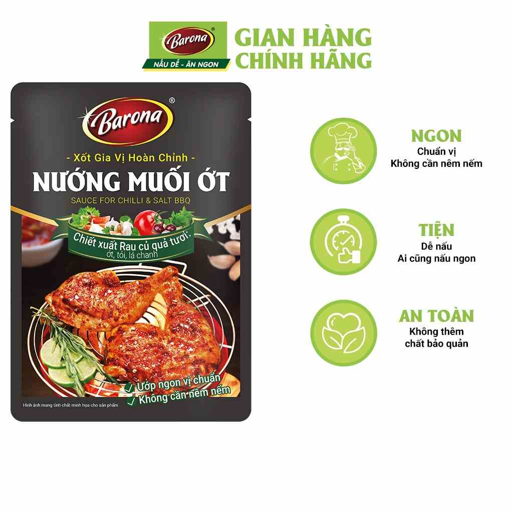 Gia Vị Nướng Muối Ớt Barona 80g ướp ngon chuẩn vị không cần nêm nếm