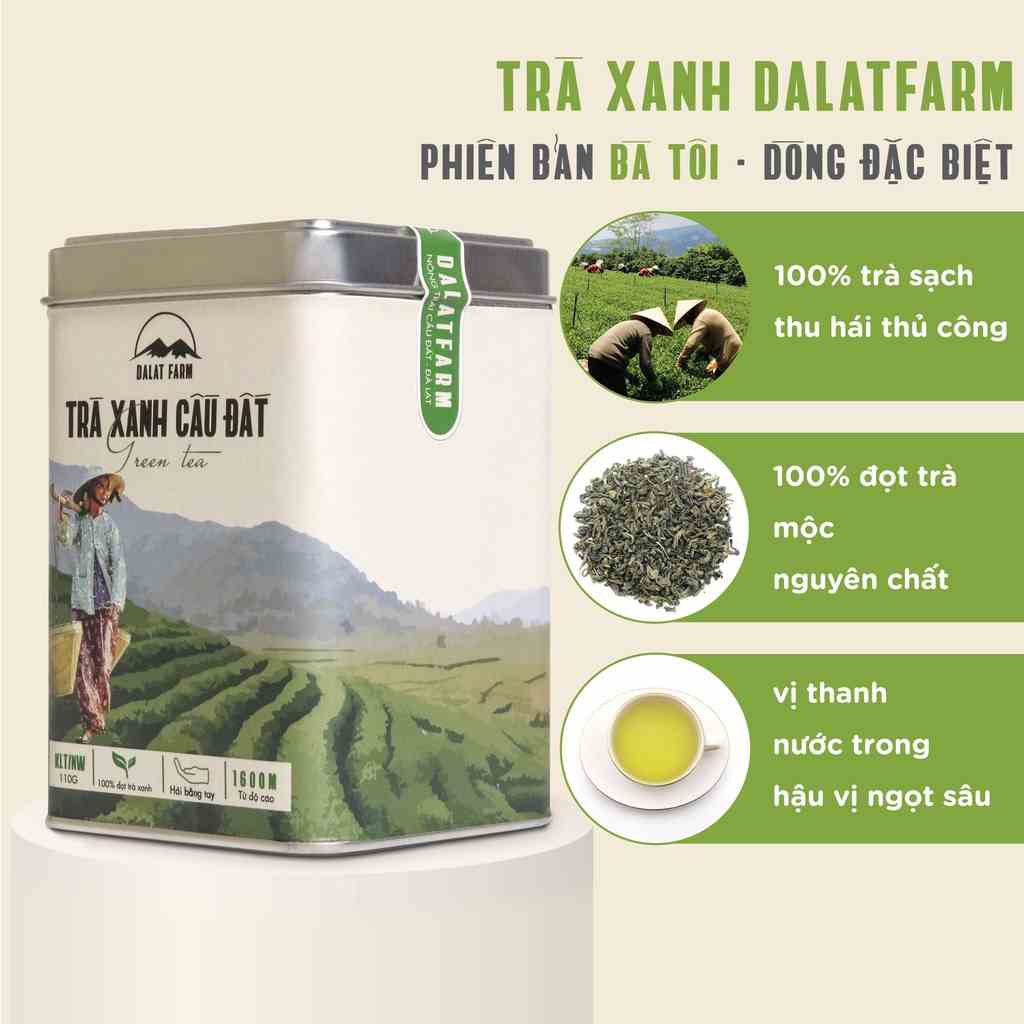 Trà Xanh Cầu Đất Dalat Farm - Phiên Bản Đặc Biệt Bà Tôi - Hộp 110 Gr