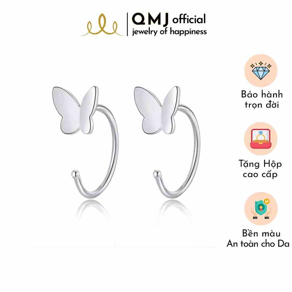 Khuyên tai bạc nữ trơn Simple đơn giản cá tính QMJ Vòng Tròn họa tiết độc đáo bạc 925 xinh xắn QMJ - Q022