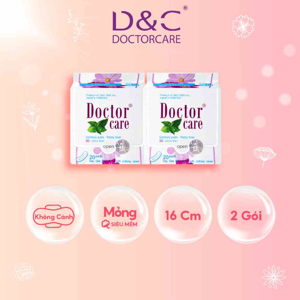 Băng vệ sinh thảo dược D&C Doctor Care hàng ngày 16 cm Combo 2 gói