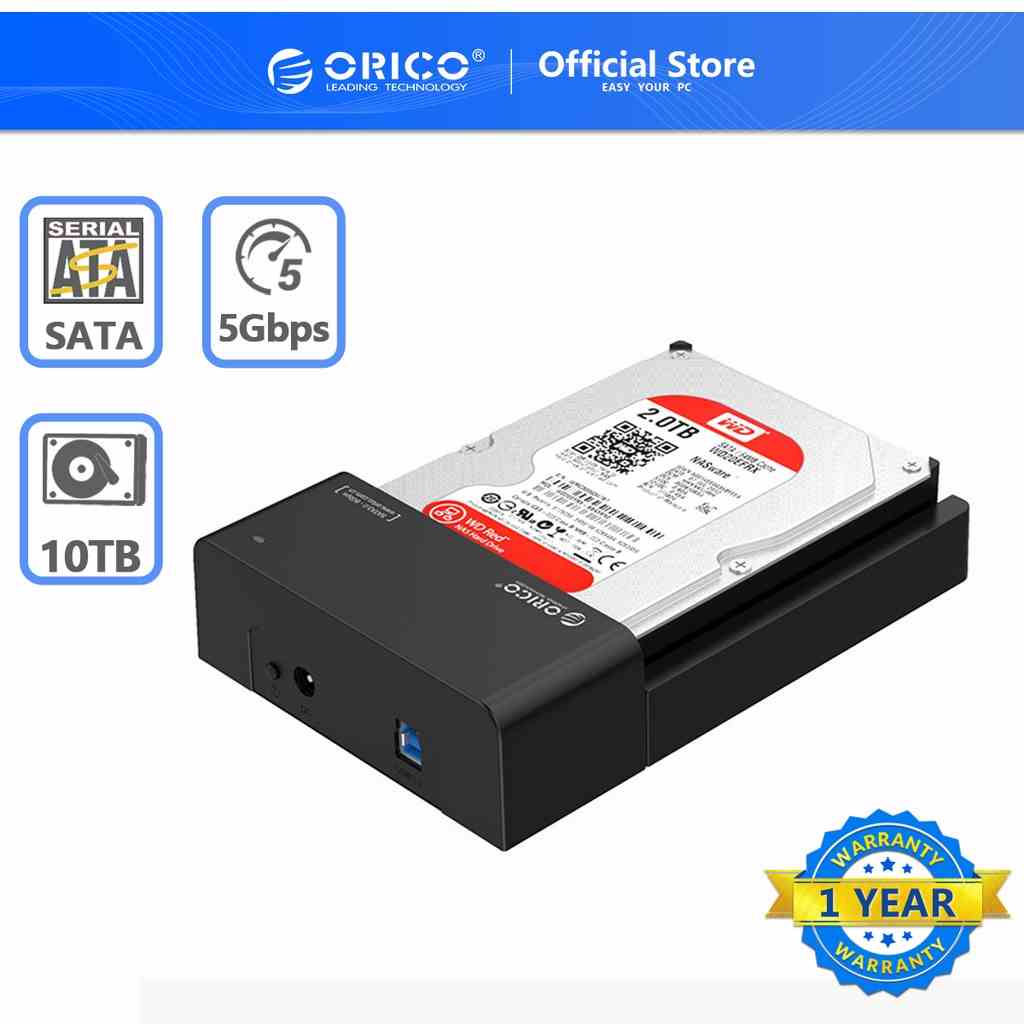 Hộp đựng ổ cứng ORICO 6518U3 HDD SSD chuyển đổi SATA sang USB 3.0 2.5 3.5inch tốc độ cao dễ dàng lắp vào tiện lợi