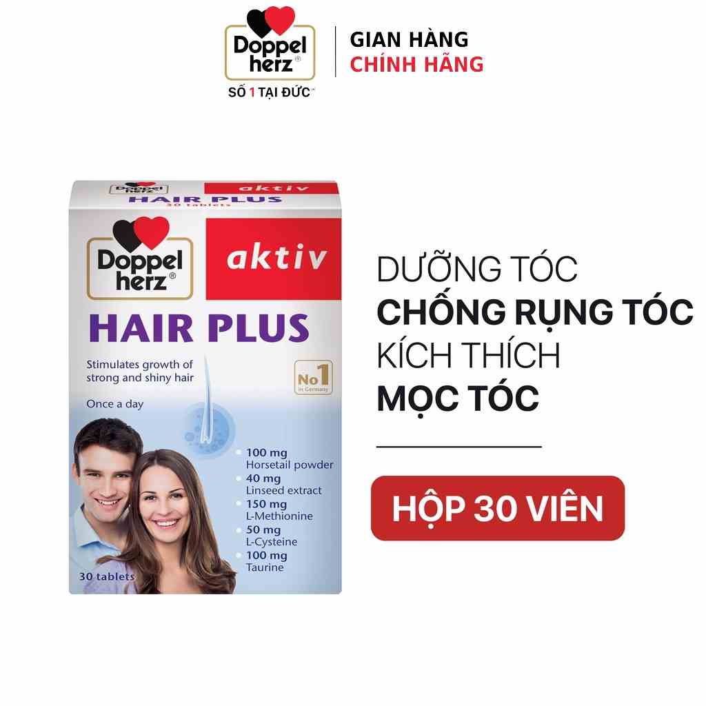 [TPCN Nhập Khẩu] Viên uống Chống Rụng Tóc và Kích Thích Mọc Tóc Doppelherz Aktiv Hair Plus (Hộp 30 viên)