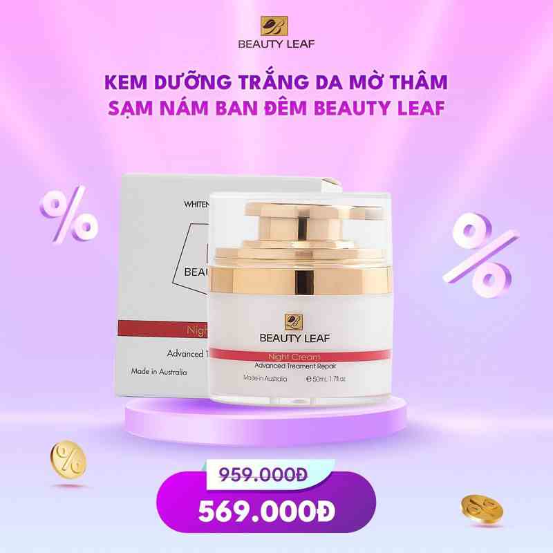 [Mã BMTTC60K giảm đến 60K đơn 50K] [GOLDEN HEALTH] Kem dưỡng trắng da ban đêm Beauty Leaf Whitening Complex 50ml