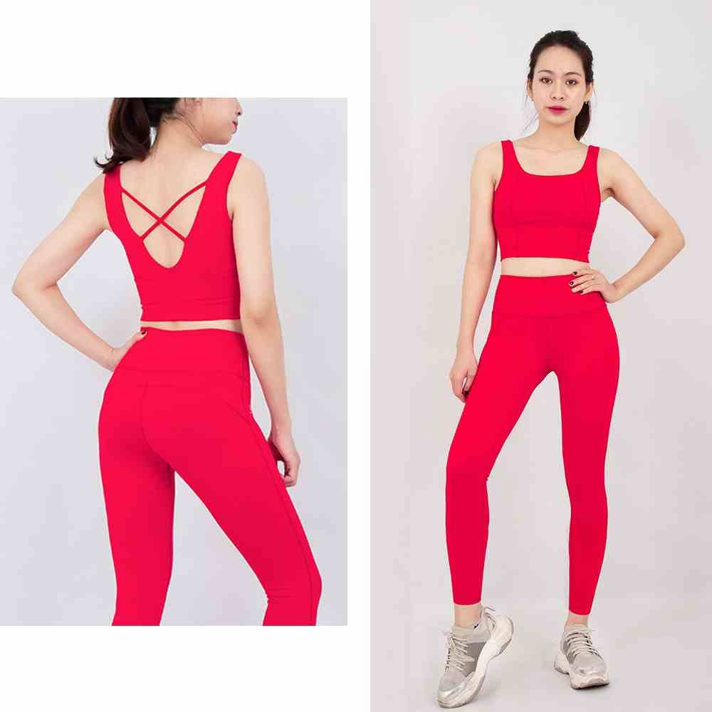 Bộ quần áo tập yoga, gym, dance thiết kế tươi trẻ dành cho nữ (Quần Genmax V3 dài - Bra dây lưng) - Chính hãng Gladimax