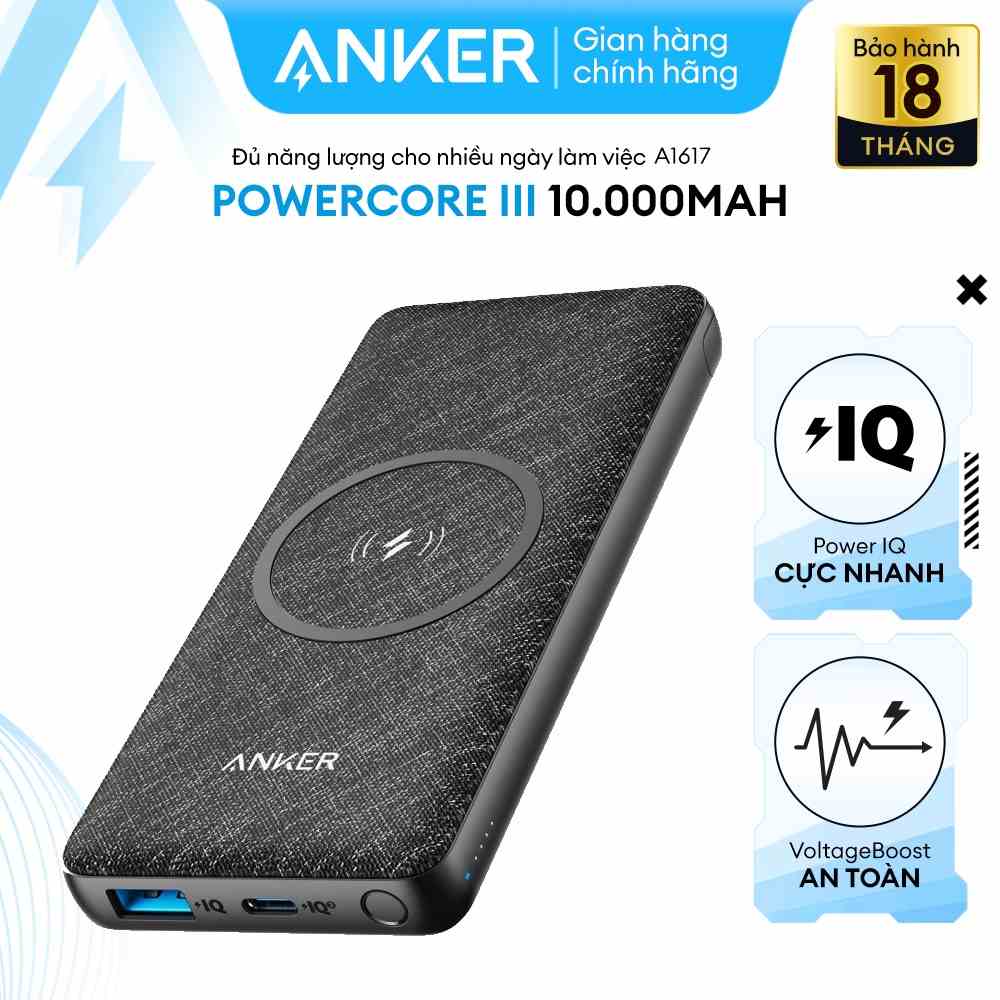 Sạc dự phòng không dây ANKER PowerCore III 10000mAh - A1617