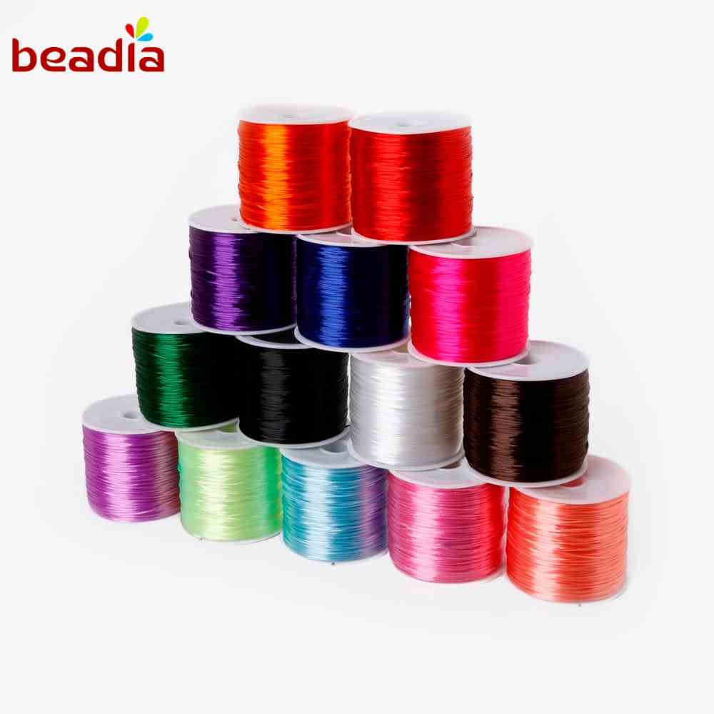 Cuộn dây cao su nylon Beadia co giãn xỏ hạt làm trang sức 14 màu 50m 0.7mm