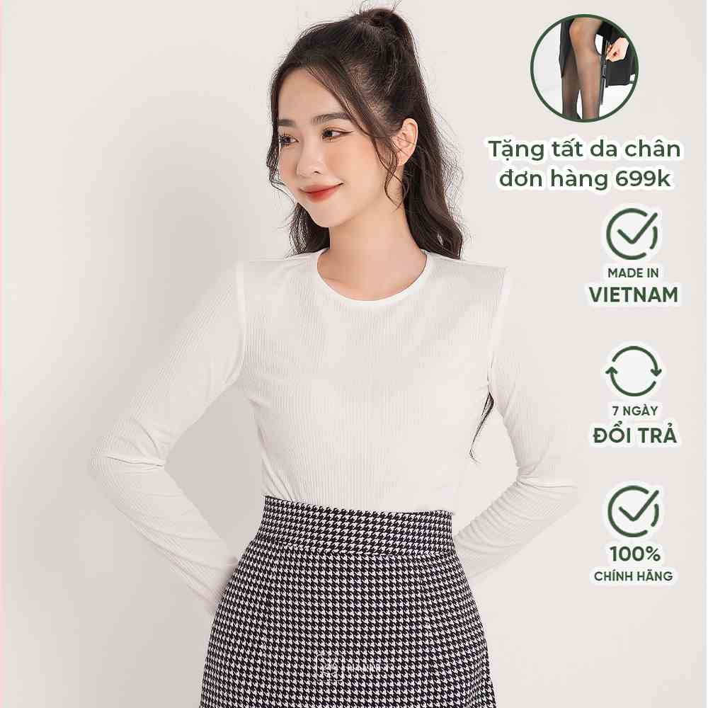 [Mã BMLTA35 giảm đến 35K đơn 99K] Áo len ôm trắng cổ tròn giữ nhiệt Elite Harriet (dưới 46kg)