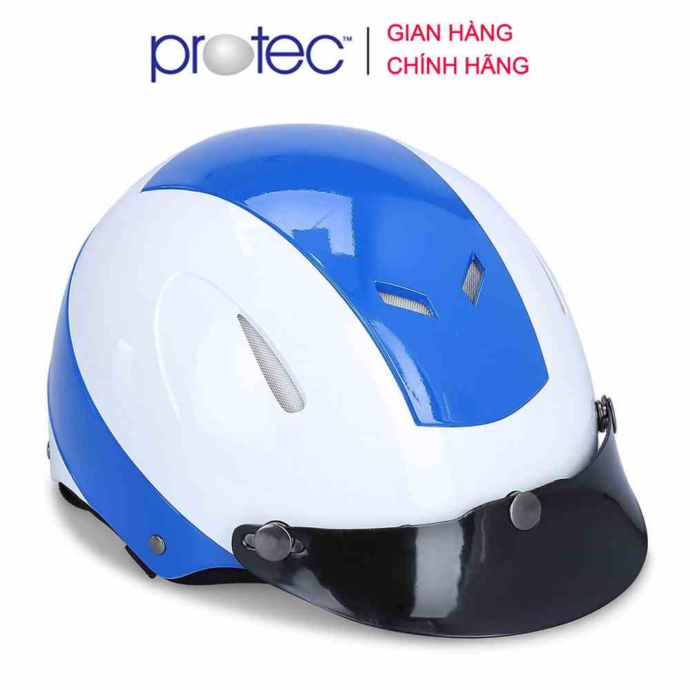 Nón bảo hiểm 1/2 đầu không kính Protec Disco cao cấp, an toàn, phối 2 màu thời trang (Size L)