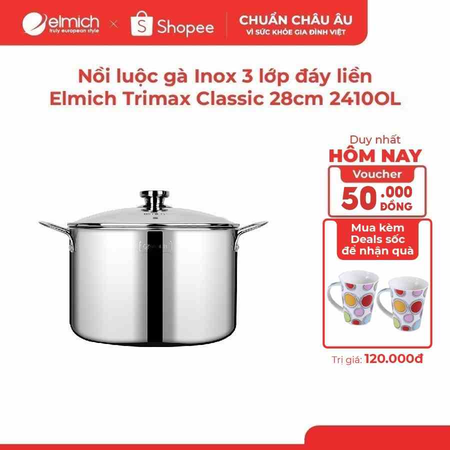 [LIFEMCMBP4 -12% đơn 250K] Nồi luộc gà Inox 3 lớp đáy liền Elmich Trimax Classic 28cm