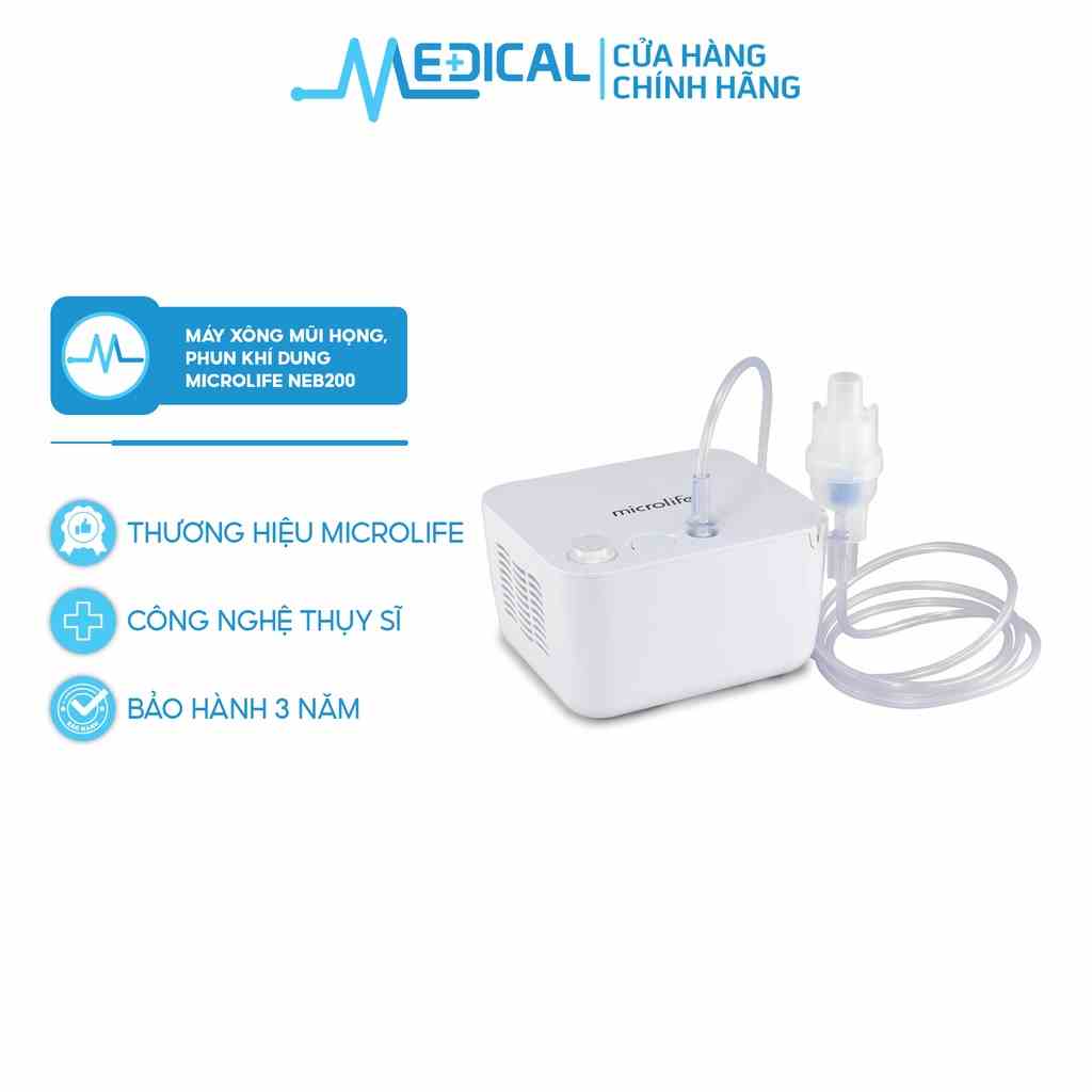 Máy xông mũi họng, phun khí dung MICROLIFE NEB200 chính hãng bảo hành 3 năm 1 đổi 1 - MEDICAL