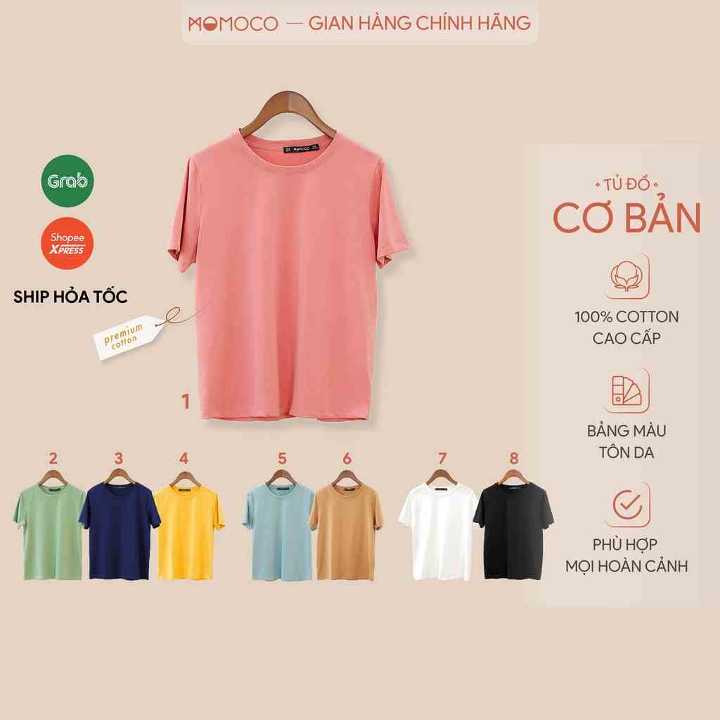 Áo Thun Nữ MOMOCO Cộc Tay Cotton Co Giãn Trơn Nhiều Màu M2909