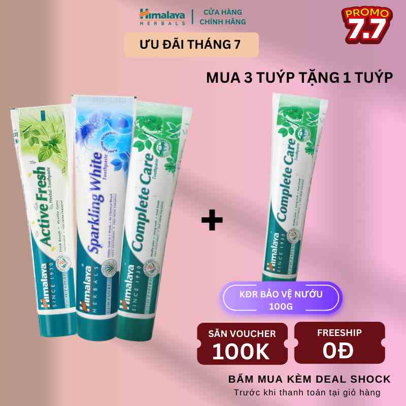 Combo 3 kem đáng răng Himalaya bảo vệ nướu chăm sóc răng chắc khỏe trắng sáng 100g/sản phẩm