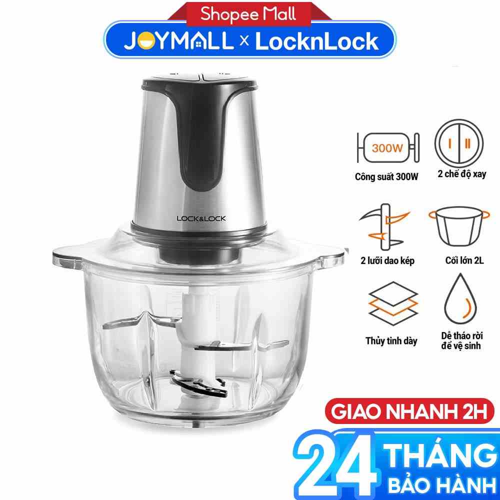 Máy xay thịt Lock&Lock EJM171 2 lít - Hàng chính hãng, 4 lưỡi dao, cối thủy tinh cao cấp, 2 cấp độ xay - JoyMall