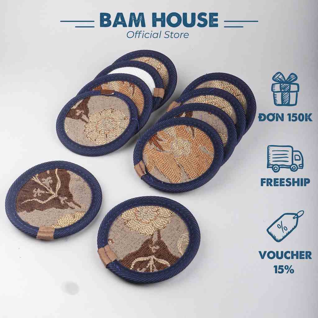 [Mã LIFEM1 giảm 50k đơn 99k] Set Đế lót ly tròn vải nỉ Bam House 2 lớp chống trượt tiện lợi cao cấp LOL01 – BamBam Store