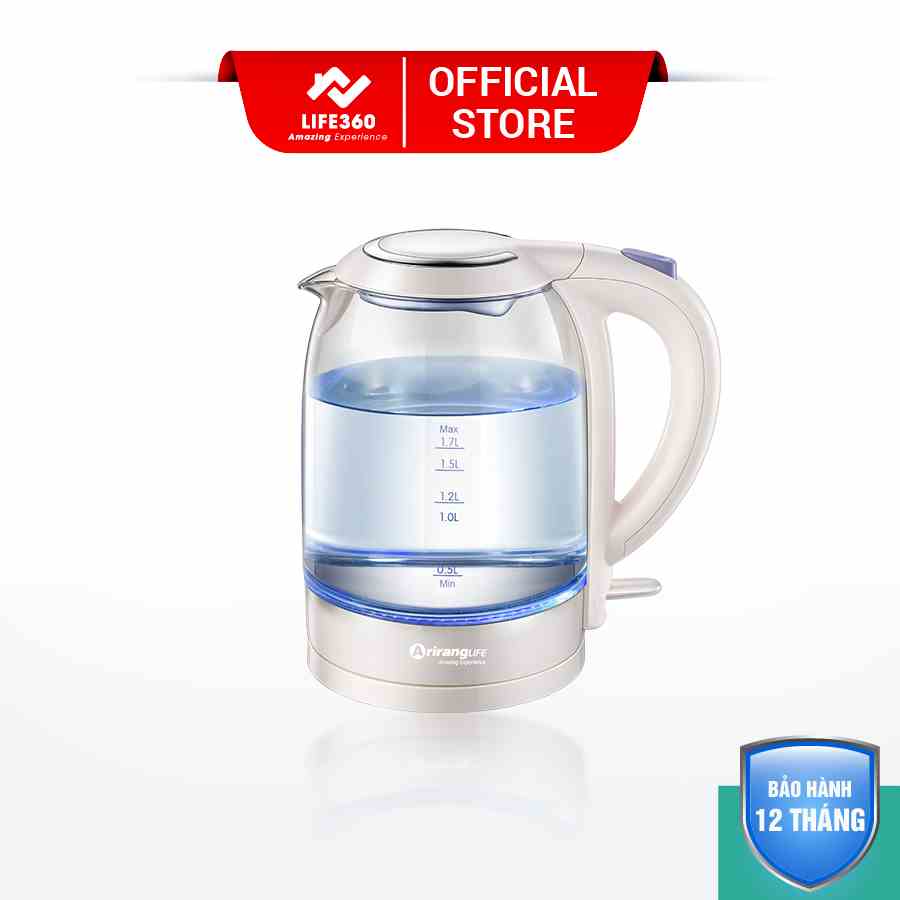 Ấm đun siêu tốc ArirangLife ZDH-A17L1, ấm siêu tốc thủy tinh cao cấp 1,7 lít- Hàng chính hãng bảo hành 12 tháng