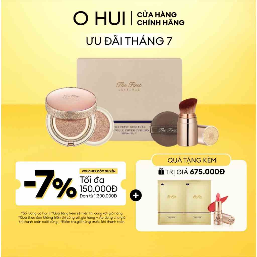 Phấn nước tinh chất vàng 24k OHUI The First Geniture Ampoule Cover Cushion SPF50+ PA+++ 15g (Tặng kèm lõi refill 15g)