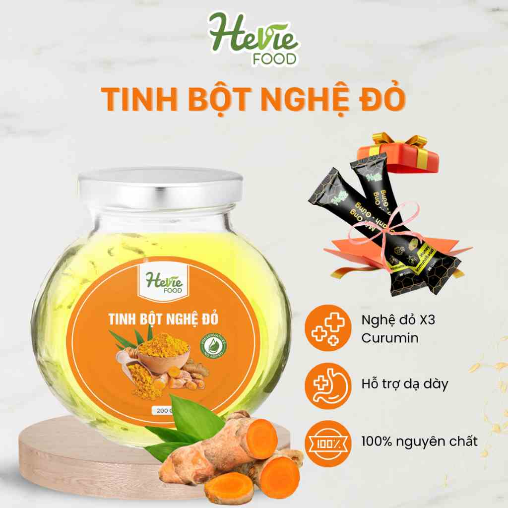 [Mã BMLTB200 giảm đến 100K đơn 499K] Tinh bột NGHỆ ĐỎ 200g HeVieFood