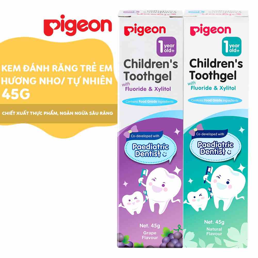 Kem đánh răng cho bé Pigeon 45g - Hương Nho/ Hương Tự nhiên