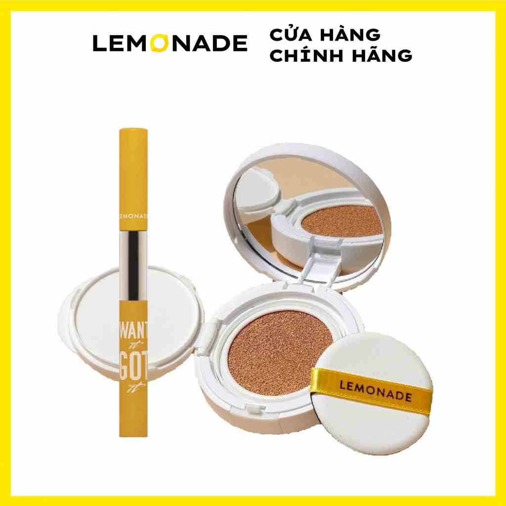 Combo Phấn nước Lemonade Matte Addict Cushion 15g và Chì kẻ mày 2 đầu Want It Got It 2.75g