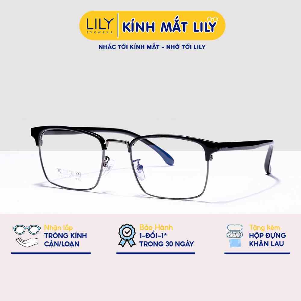 Gọng kính cận kim loại nam nữ LILYEYEWEAR mắt vuông cơ bản dễ đeo màu sắc thời trang 770