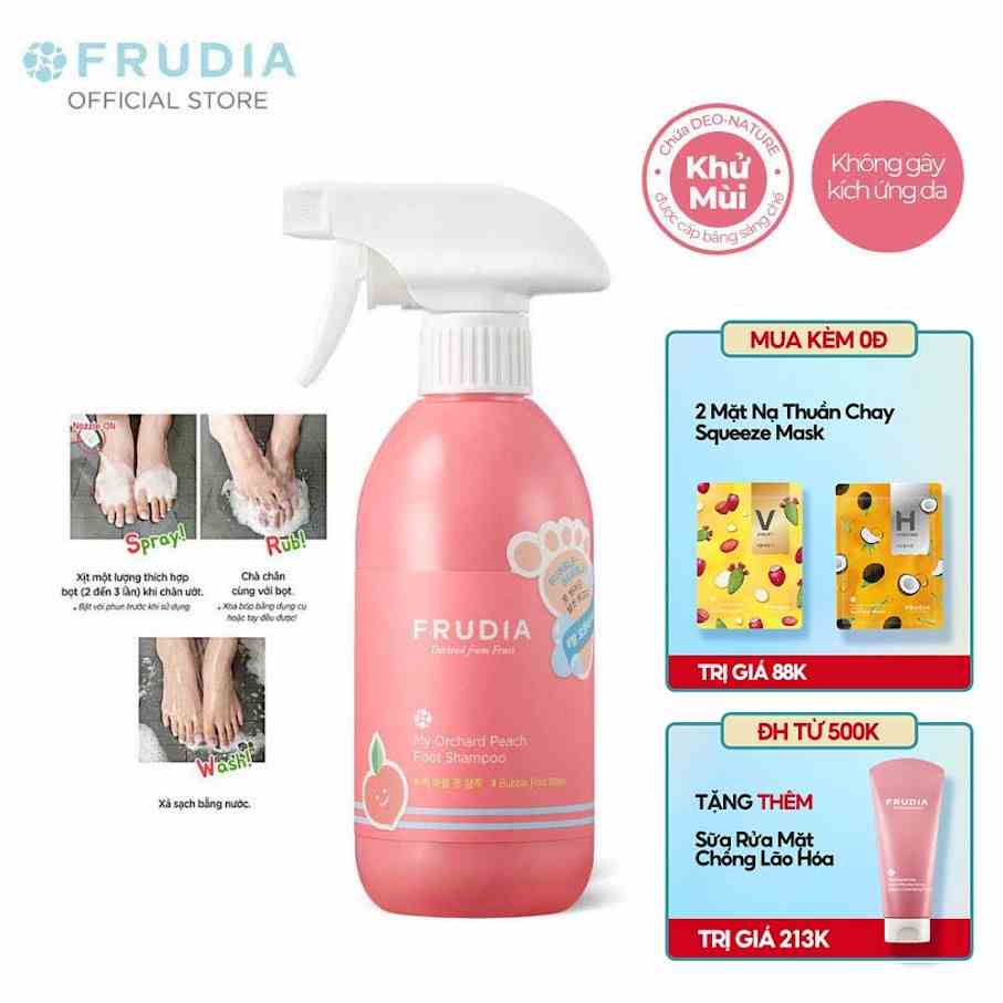 [Tặng 88k]Dung Dịch Rửa Chân Khử Mùi Và Làm Sạch Hương Đào Frudia My Orchard Peach Foot Shampoo 390ml