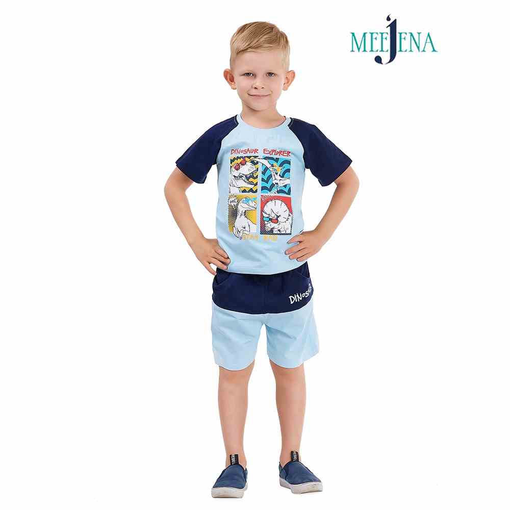 Đồ Bộ Short Thun Áo Cổ Tròn Tay Ngắn Bé Trai 18-33kg - MEEJENA - 921