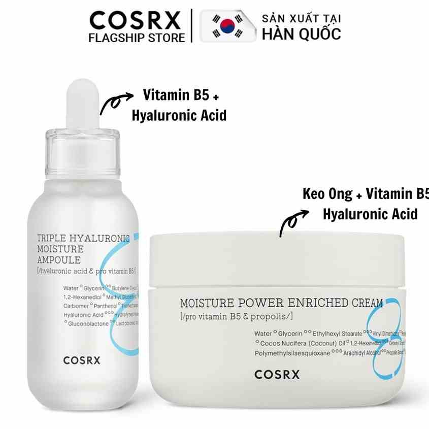 Combo Cấp Ẩm Hyaluronic Acid và B5 COSRX Hydrium Moisture: Tinh Chất 40ml + Kem Dưỡng 50ml