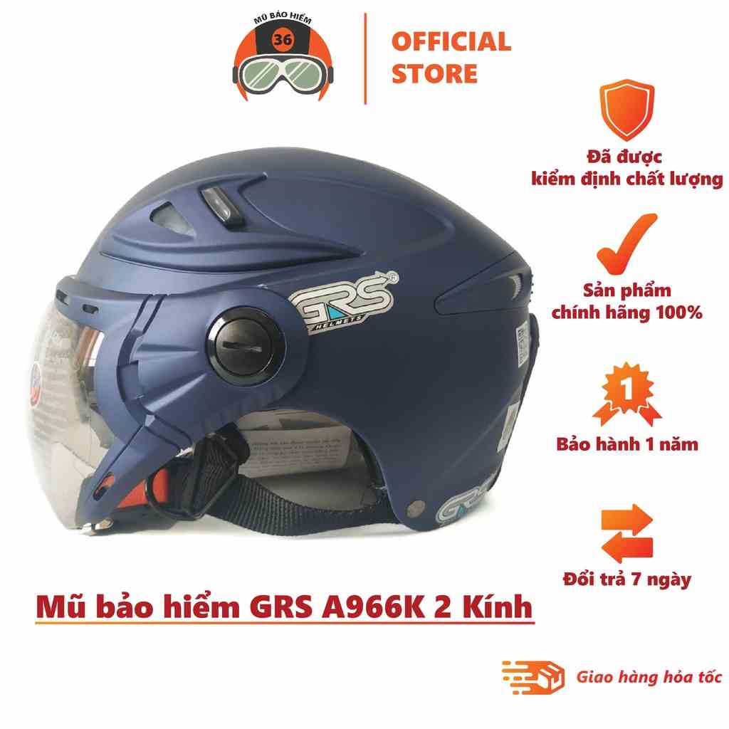 Mũ bảo hiểm GRS A966K 2 Kính – Vệ sĩ chống tia cực tím (nhiều màu)